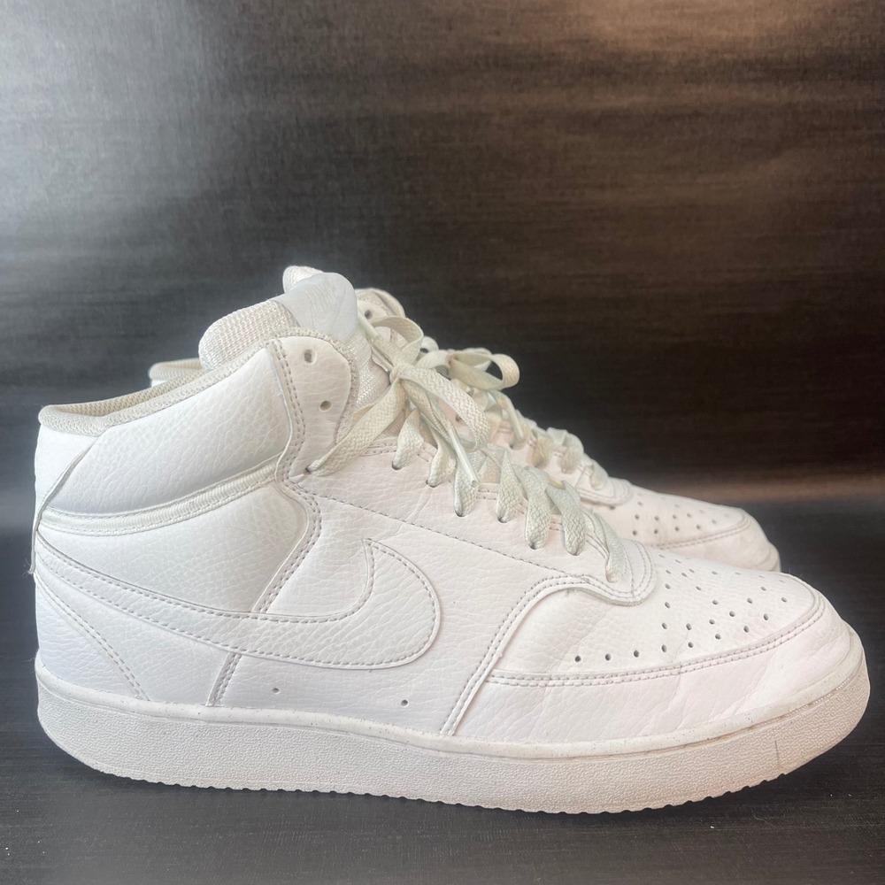 Nike Court Vision Mid Mens size 9.5 White Leather Athletic Casual Shoes DN3577 - Picture 4 of 9